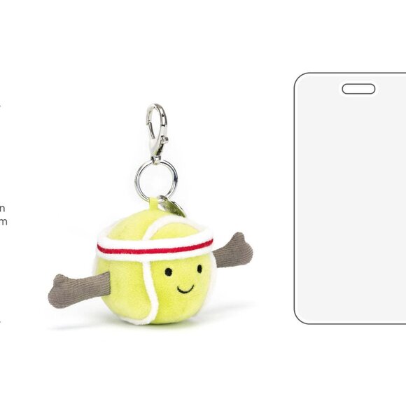 Jellycat Amusaeble Tennis Ball Bag Charm Keychain Plush NWT with Dust Bag - Picture 4 of 4